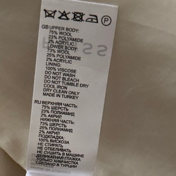 REISS Vale Color Block Wool Blend Cream Taupe Longline Coat 4 Light Academia - Picture 9 of 11